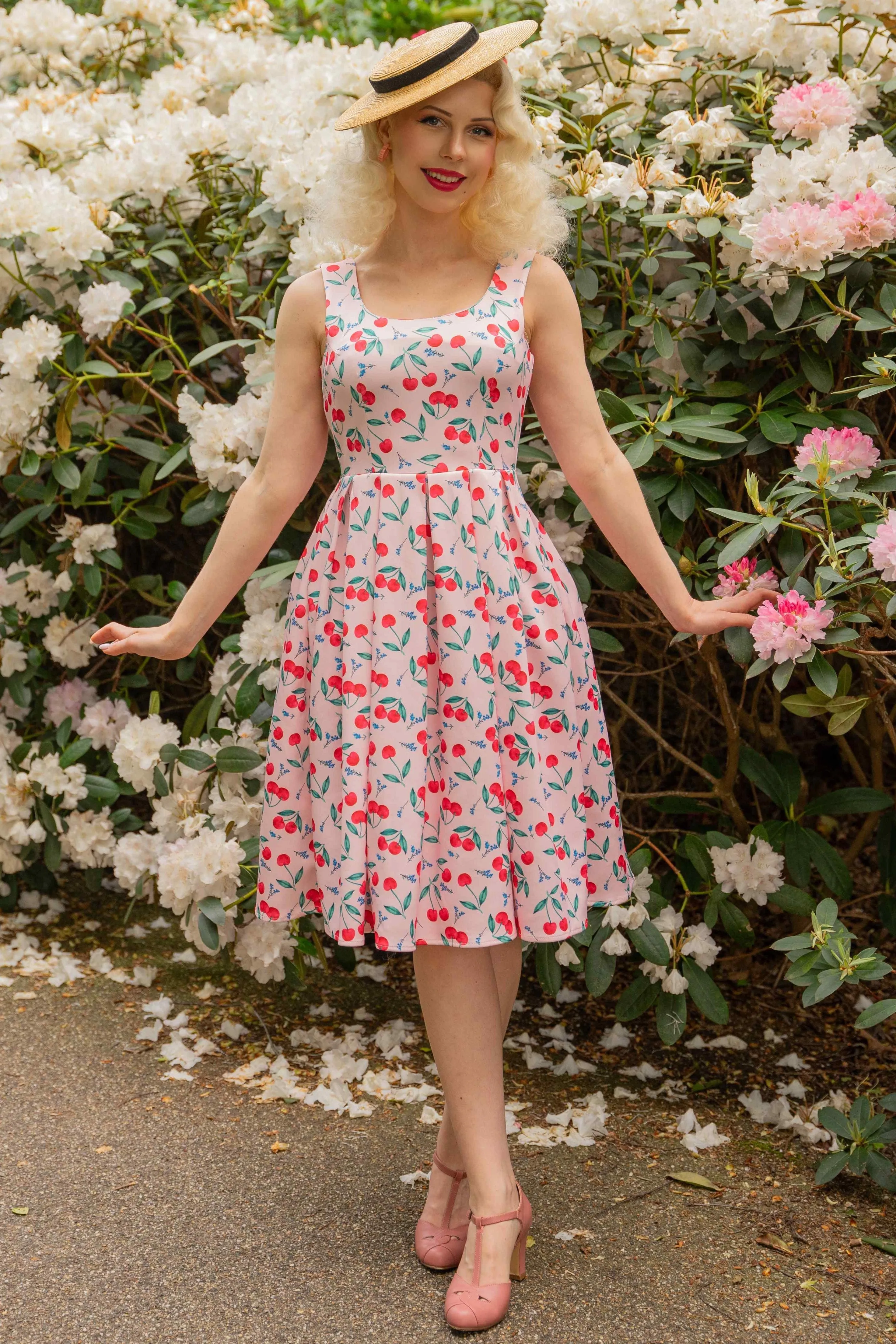 Amanda Pink Cherry Flared Dress