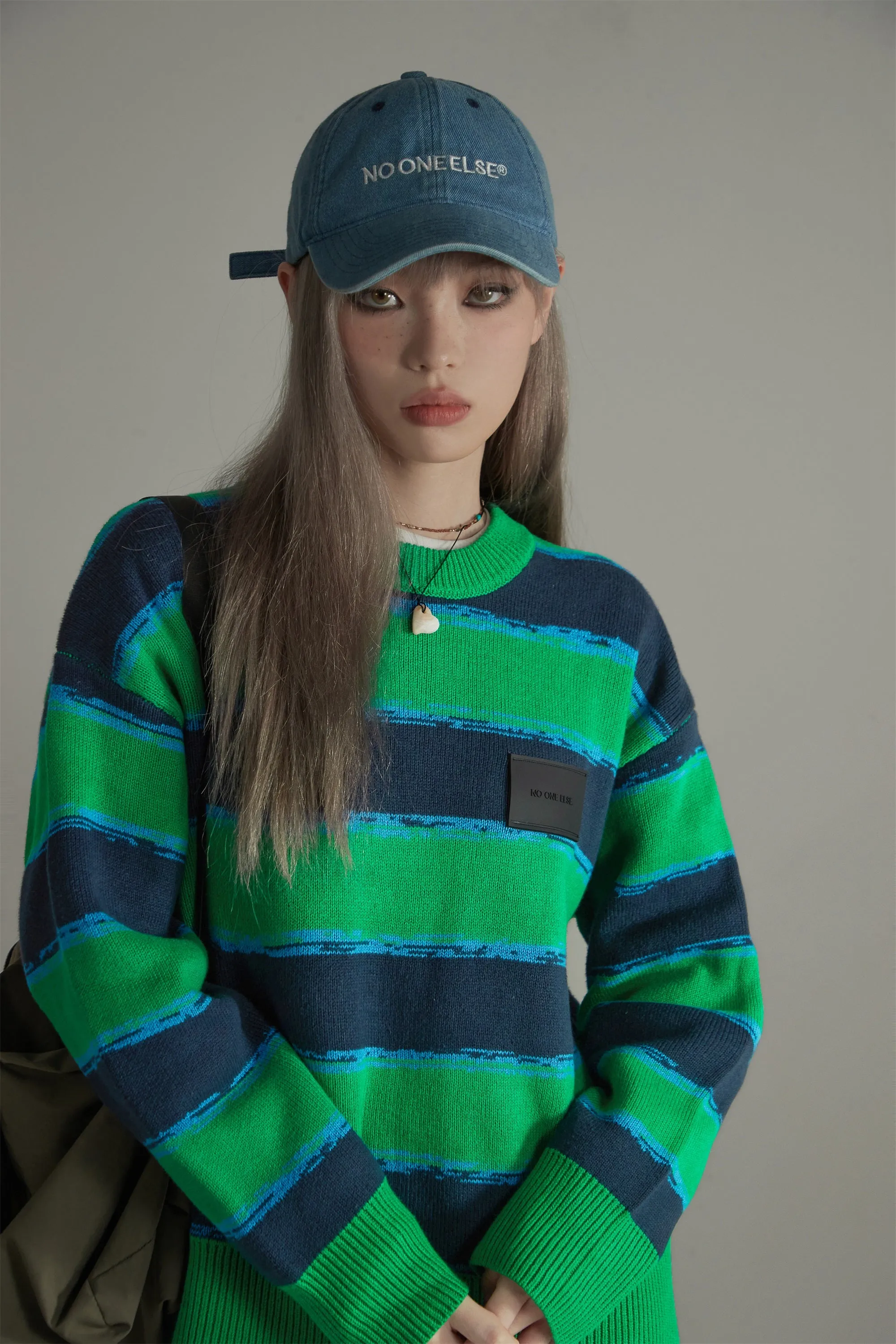 Big Stripes Long-Sleeves Knit Sweater