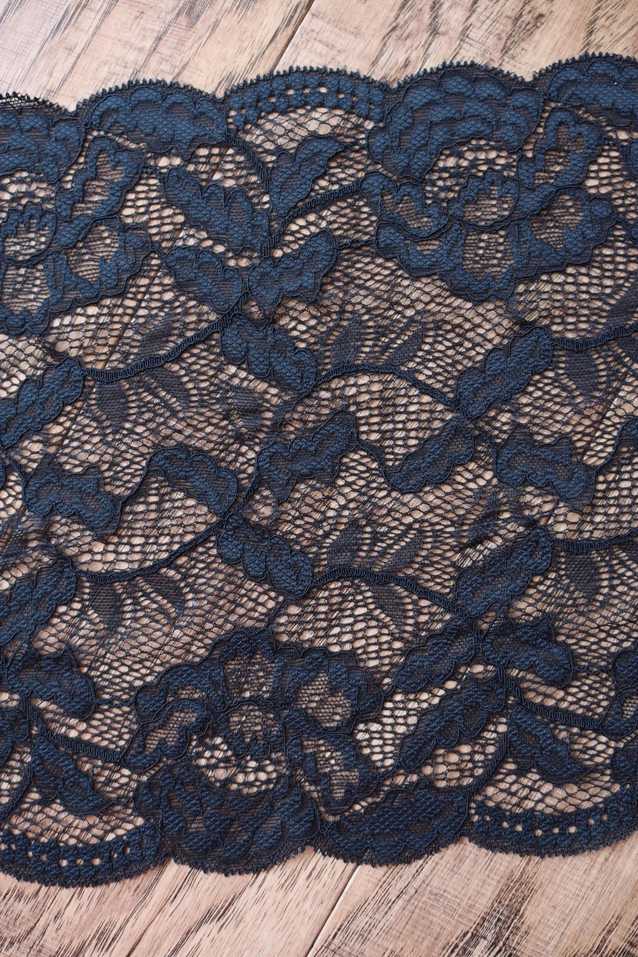 Black Smoke 9" Wide Stretch Lace