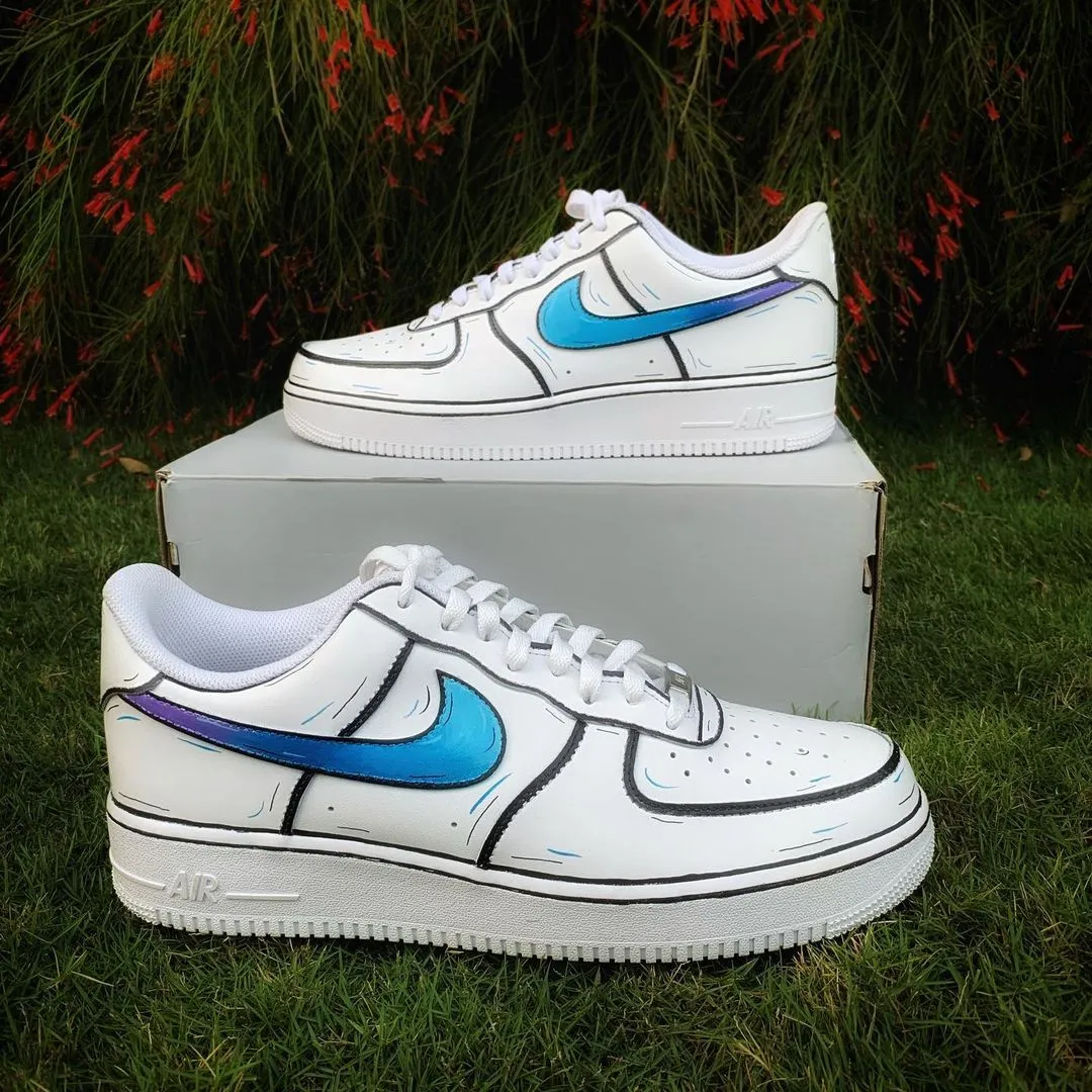 Blue Gradient Graffiti Custom Air Force 1