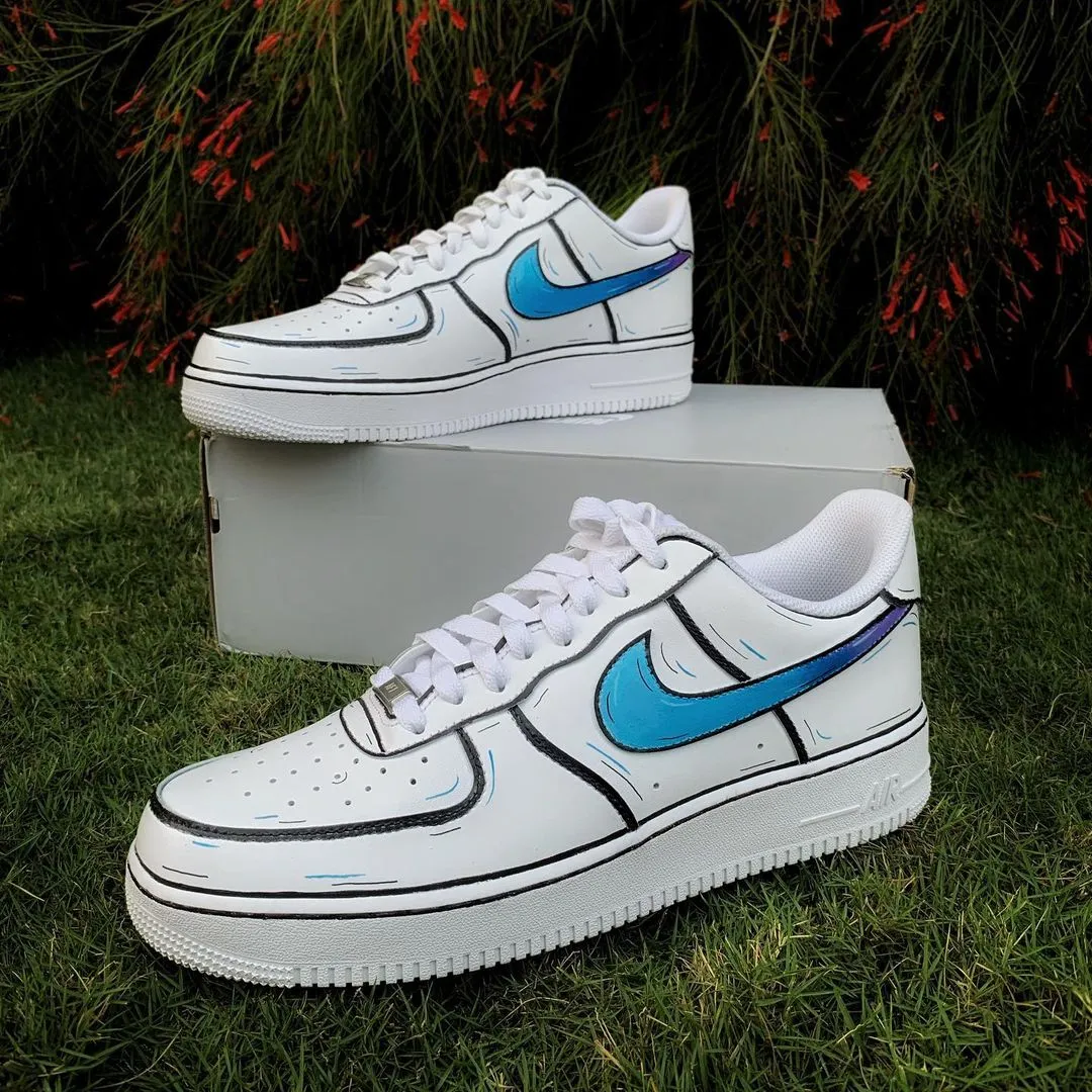 Blue Gradient Graffiti Custom Air Force 1
