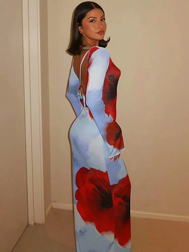 Blue Sky Floral Gala Dress