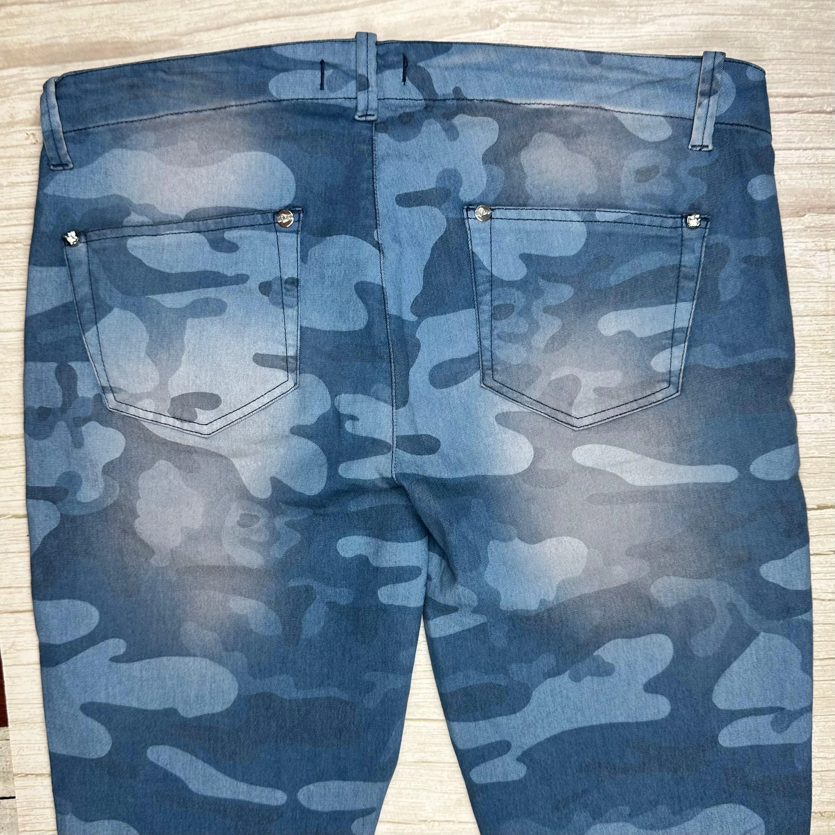 Blugirl Folies Blue Camouflage Print Capri Pants -Size 32