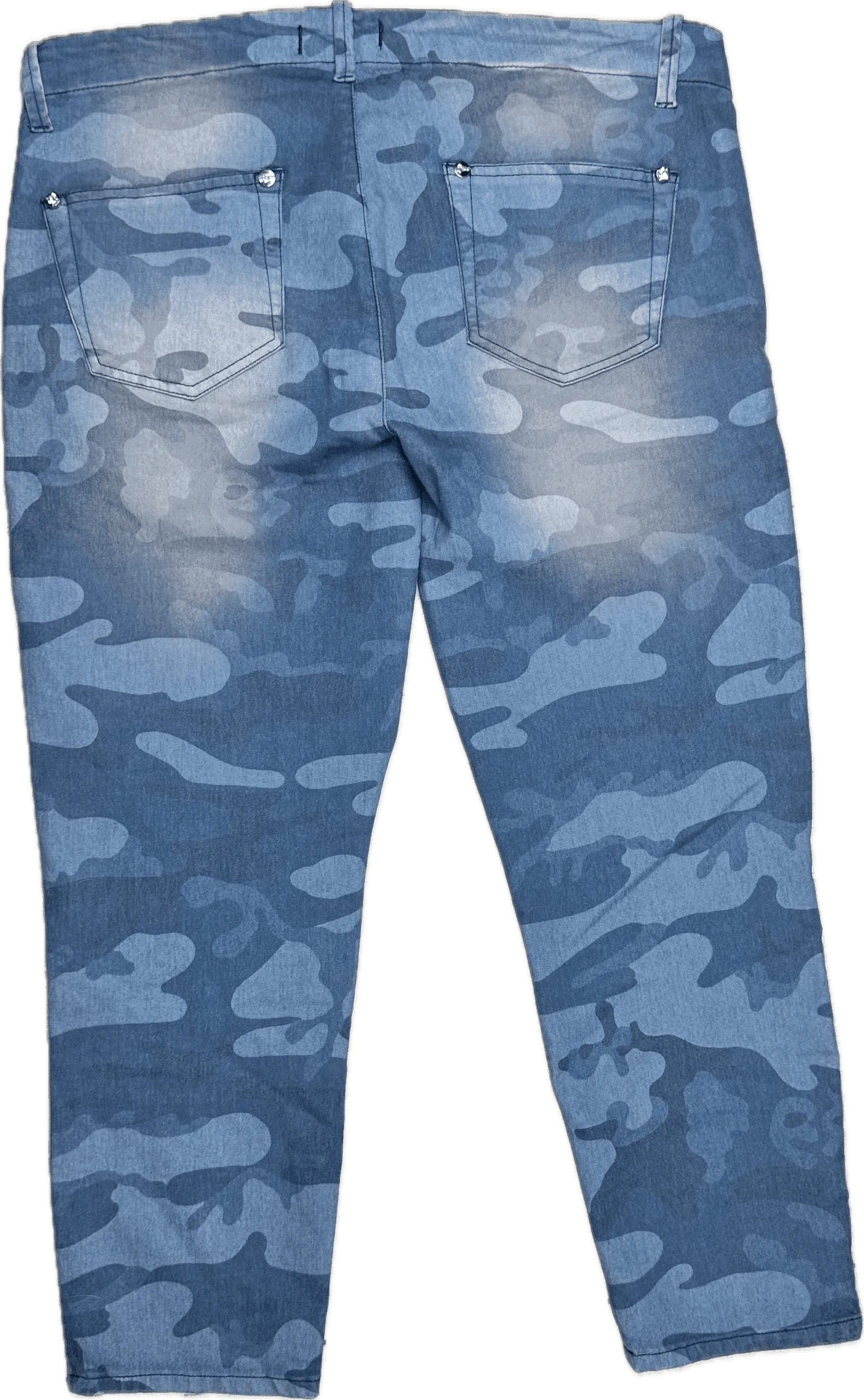 Blugirl Folies Blue Camouflage Print Capri Pants -Size 32