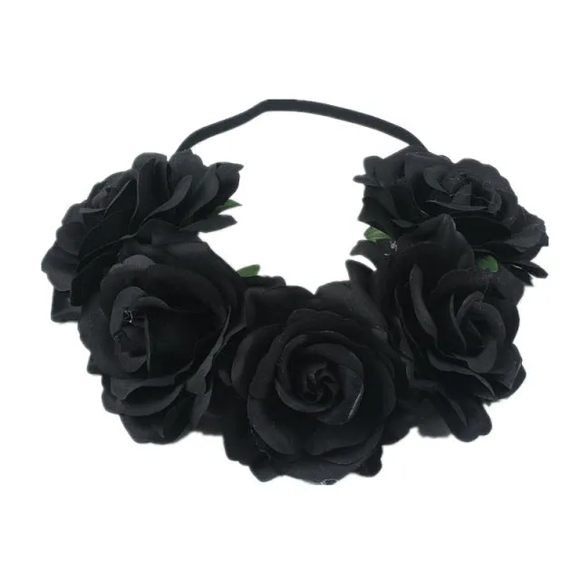 Bohemian Romance Rose Headband-Bride or Bridesmaids Hair Wreath