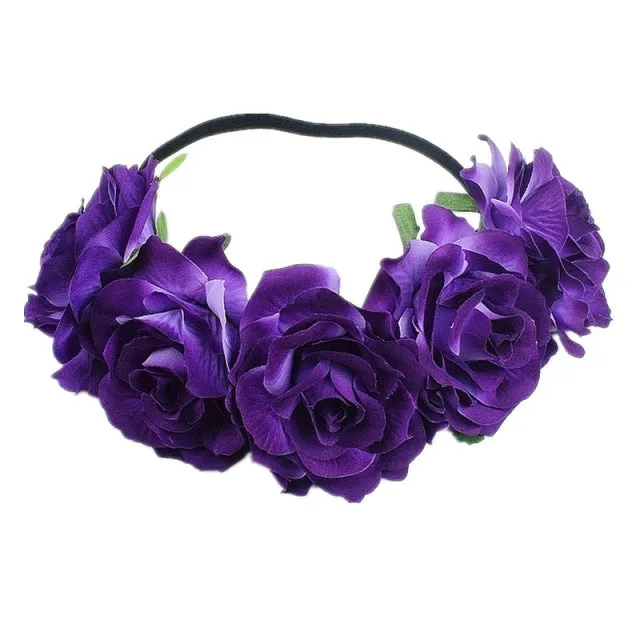 Bohemian Romance Rose Headband-Bride or Bridesmaids Hair Wreath