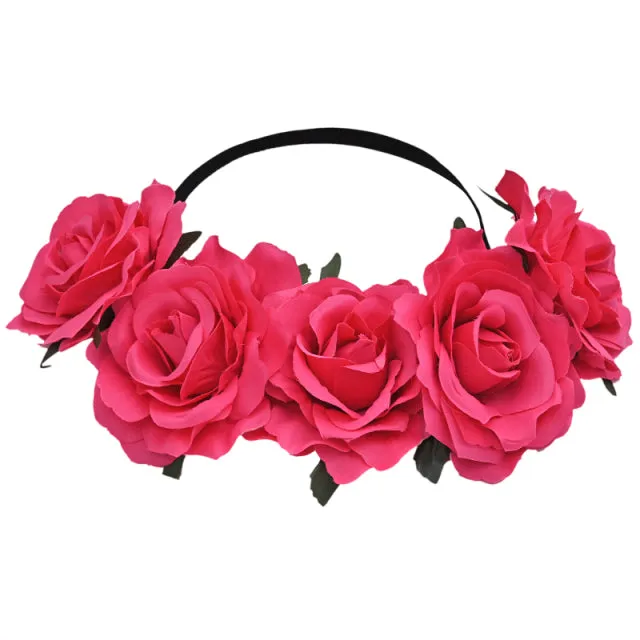 Bohemian Romance Rose Headband-Bride or Bridesmaids Hair Wreath