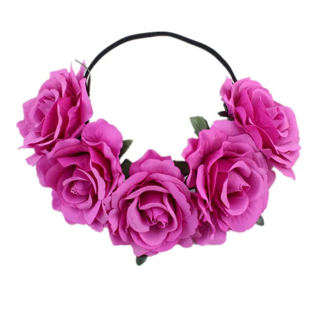 Bohemian Romance Rose Headband-Bride or Bridesmaids Hair Wreath