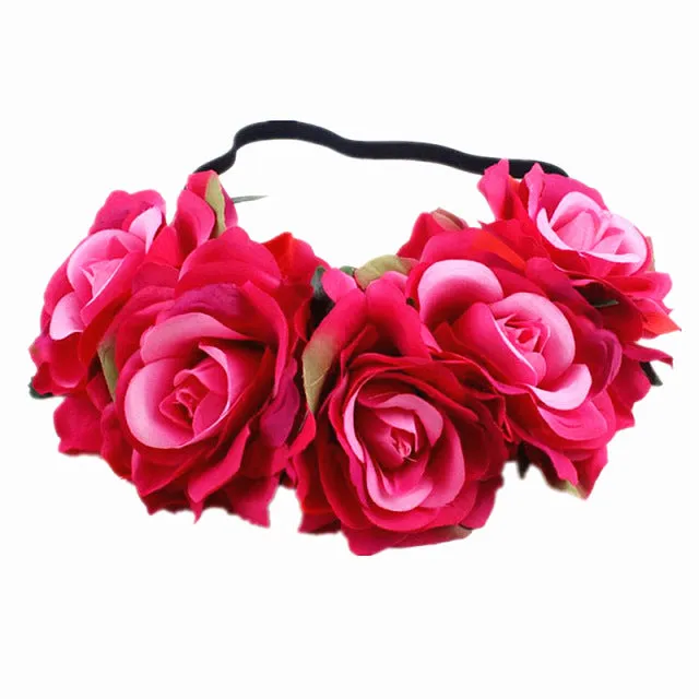 Bohemian Romance Rose Headband-Bride or Bridesmaids Hair Wreath