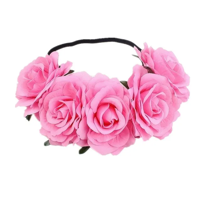 Bohemian Romance Rose Headband-Bride or Bridesmaids Hair Wreath