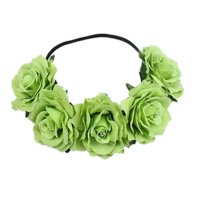 Bohemian Romance Rose Headband-Bride or Bridesmaids Hair Wreath