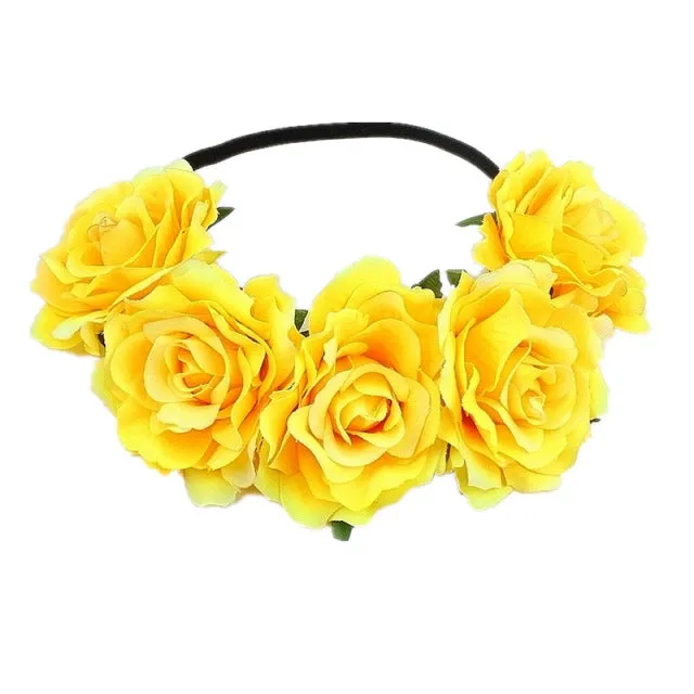 Bohemian Romance Rose Headband-Bride or Bridesmaids Hair Wreath