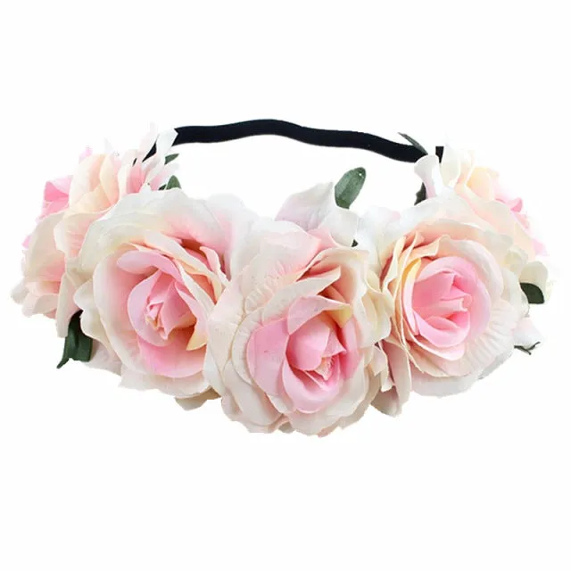 Bohemian Romance Rose Headband-Bride or Bridesmaids Hair Wreath