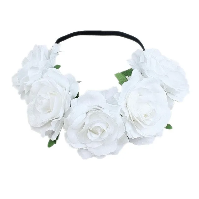 Bohemian Romance Rose Headband-Bride or Bridesmaids Hair Wreath
