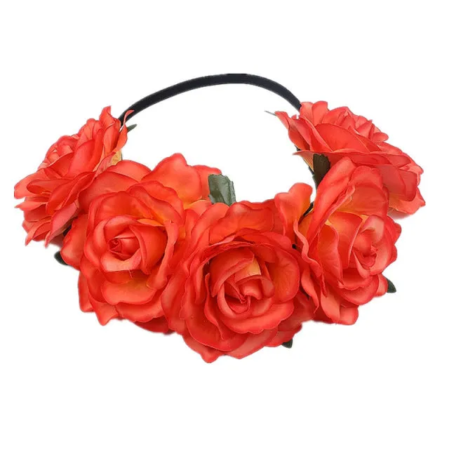 Bohemian Romance Rose Headband-Bride or Bridesmaids Hair Wreath