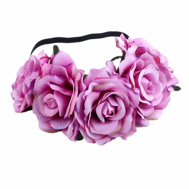Bohemian Romance Rose Headband-Bride or Bridesmaids Hair Wreath