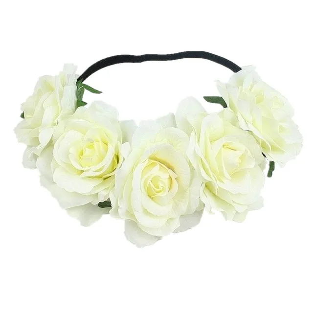 Bohemian Romance Rose Headband-Bride or Bridesmaids Hair Wreath