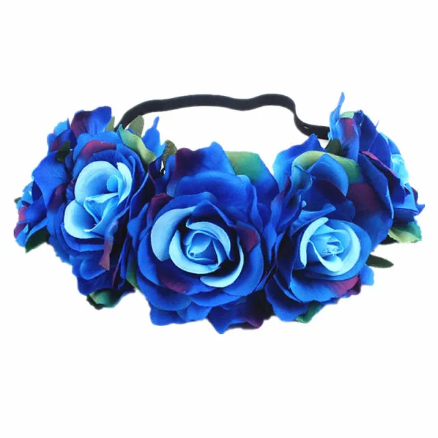 Bohemian Romance Rose Headband-Bride or Bridesmaids Hair Wreath