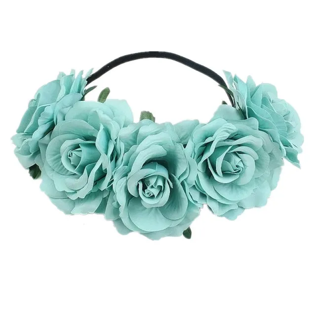 Bohemian Romance Rose Headband-Bride or Bridesmaids Hair Wreath