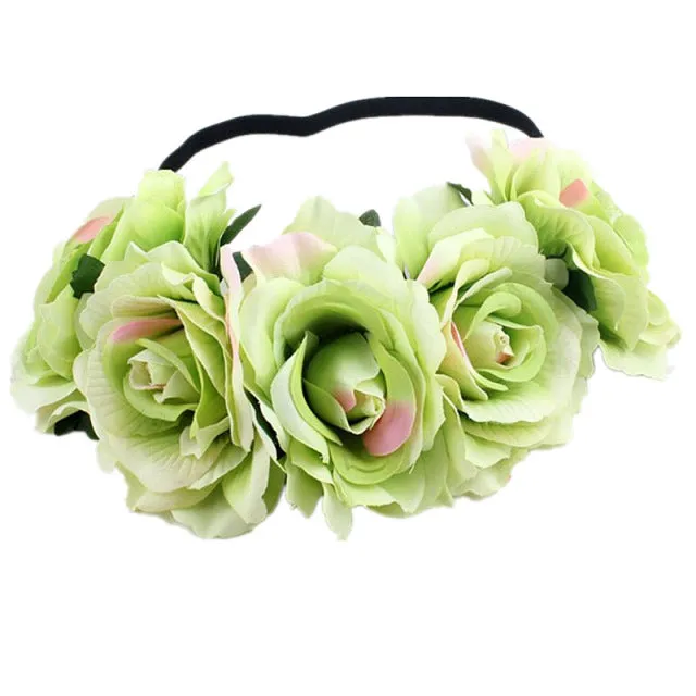 Bohemian Romance Rose Headband-Bride or Bridesmaids Hair Wreath