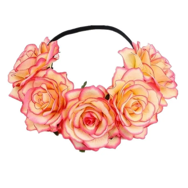 Bohemian Romance Rose Headband-Bride or Bridesmaids Hair Wreath