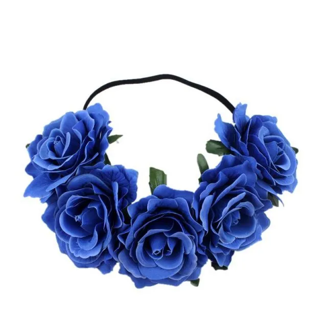 Bohemian Romance Rose Headband-Bride or Bridesmaids Hair Wreath