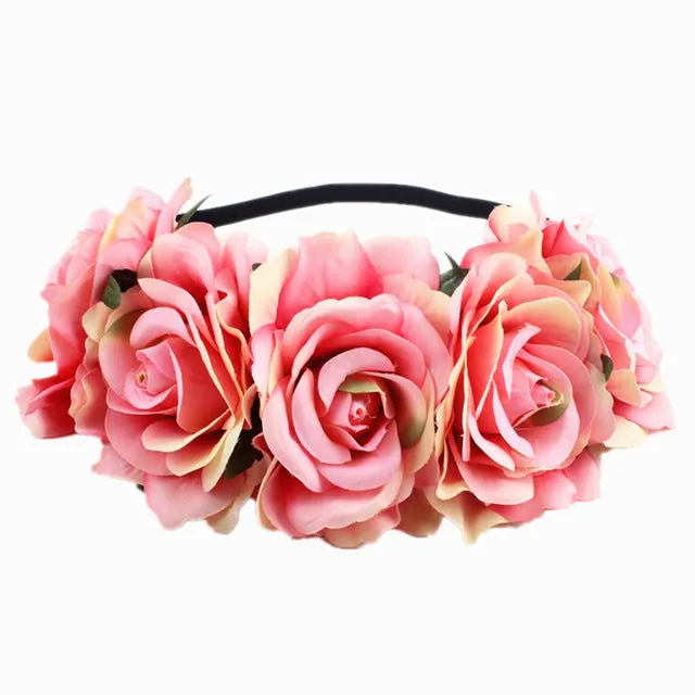 Bohemian Romance Rose Headband-Bride or Bridesmaids Hair Wreath