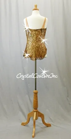Brown and Nude Dress with Shimmery Gold/Ivory Leotard - Swarovski Rhinestones