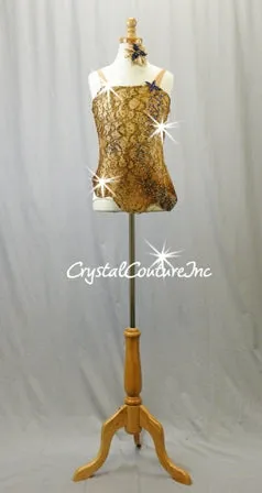 Brown and Nude Dress with Shimmery Gold/Ivory Leotard - Swarovski Rhinestones