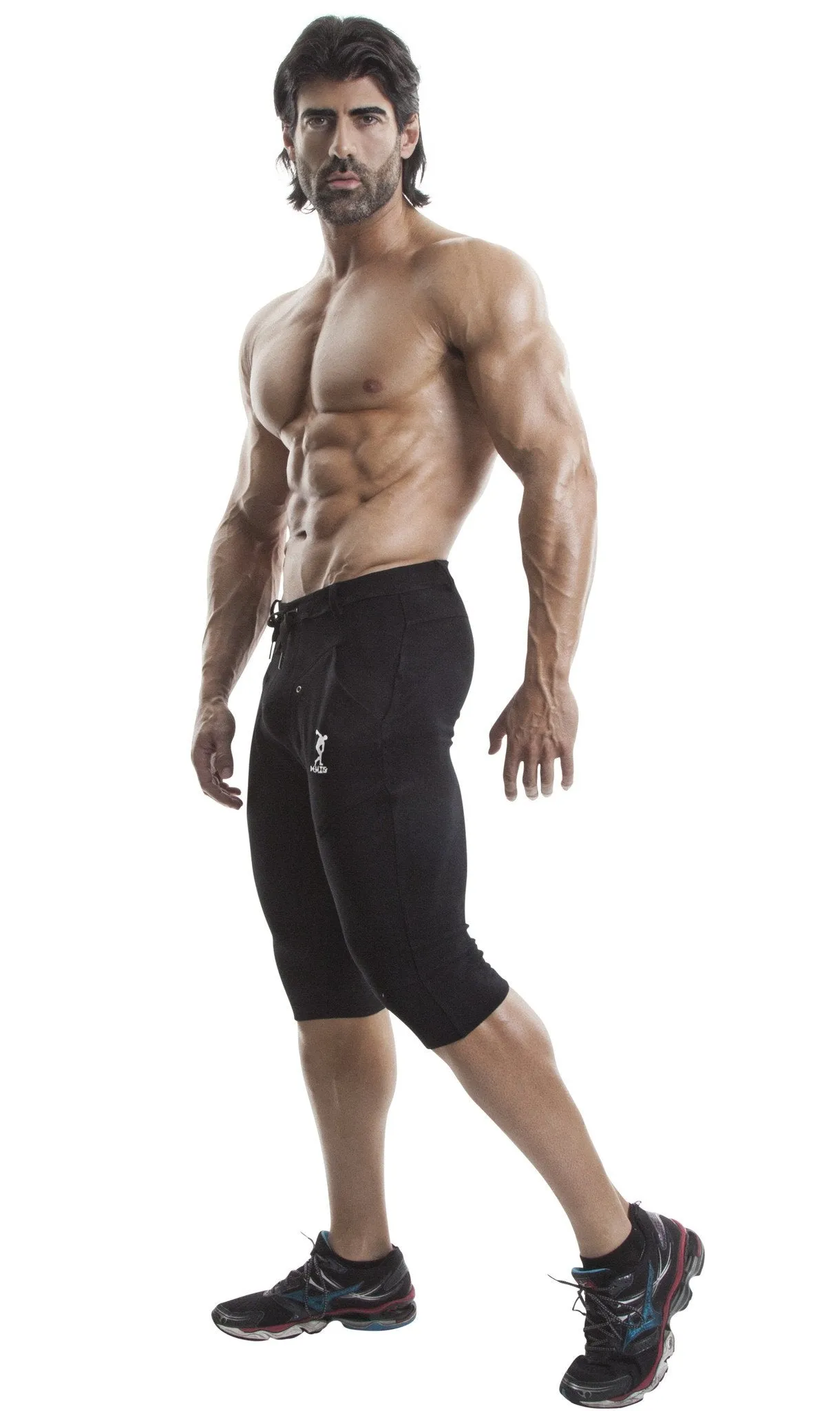 Capri Workout Pants(Black)-(Organic Cotton/Elastin)