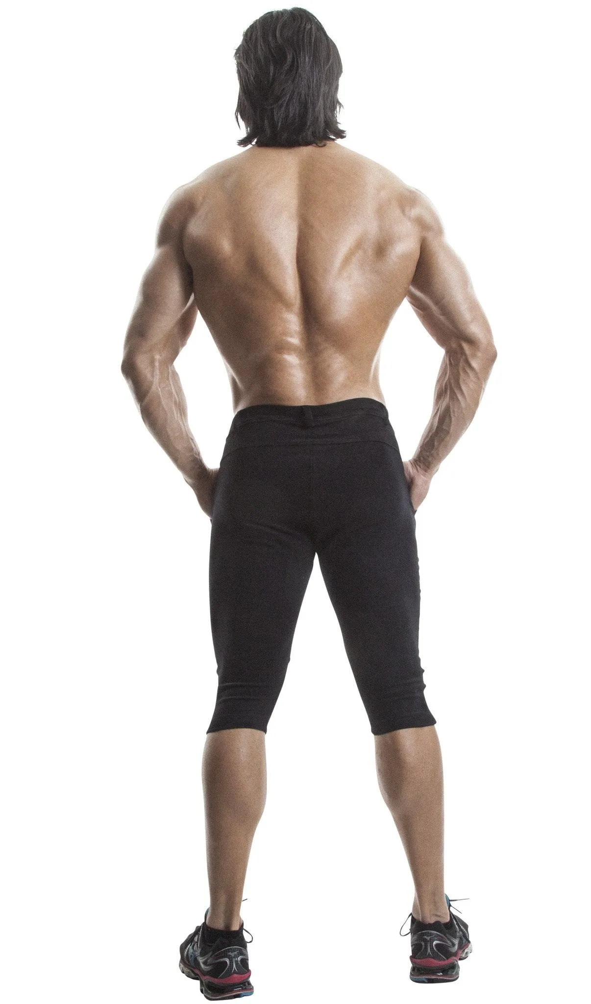 Capri Workout Pants(Black)-(Organic Cotton/Elastin)