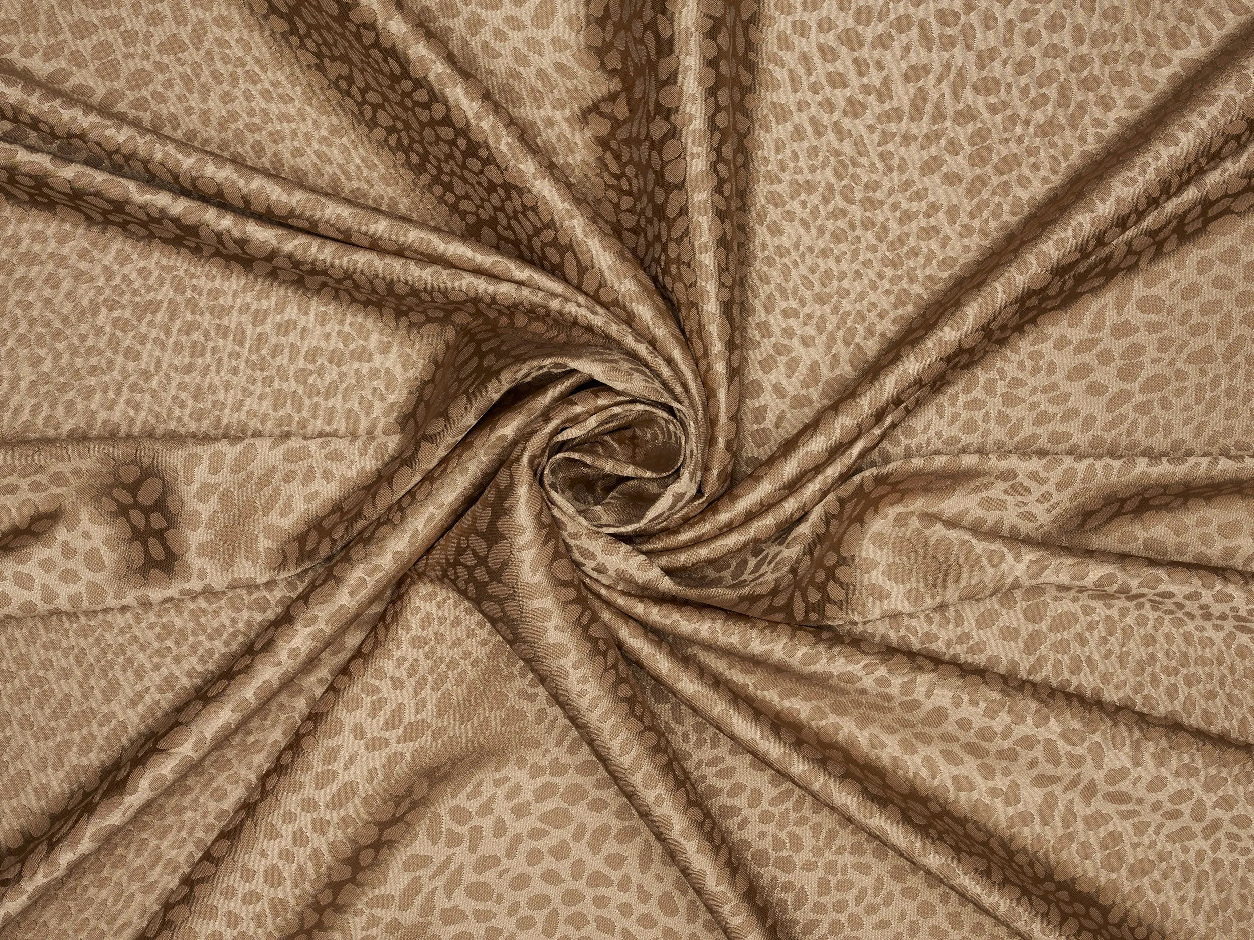CHAMPAGNE SILKY JACQUARD SATIN fabric by the yard - small animal  jacquard pattern - lightweight flowy fabric