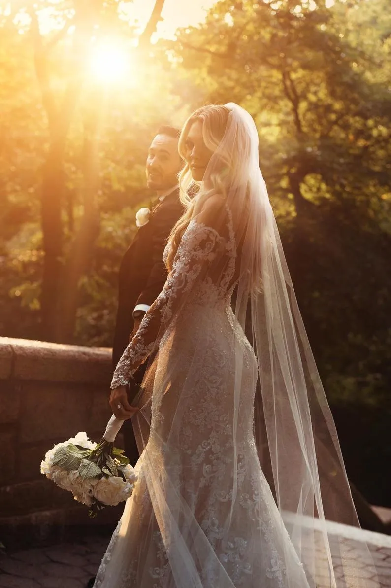 Chapel Length Raw Edge Veil