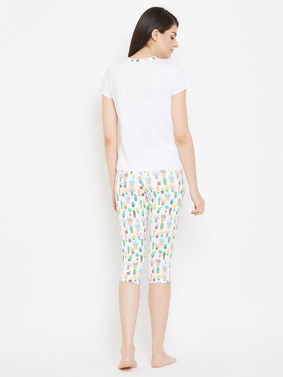 Cool Cactus Top & Capri Set In White