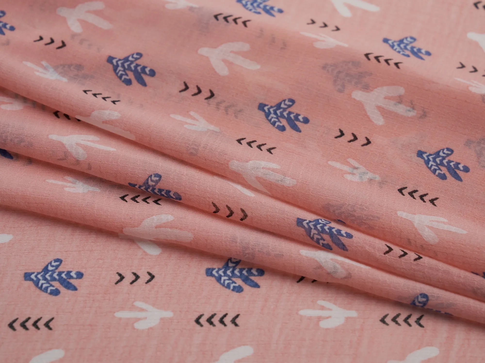Gauze  fabric by the yard - Colorful coral teal paisley