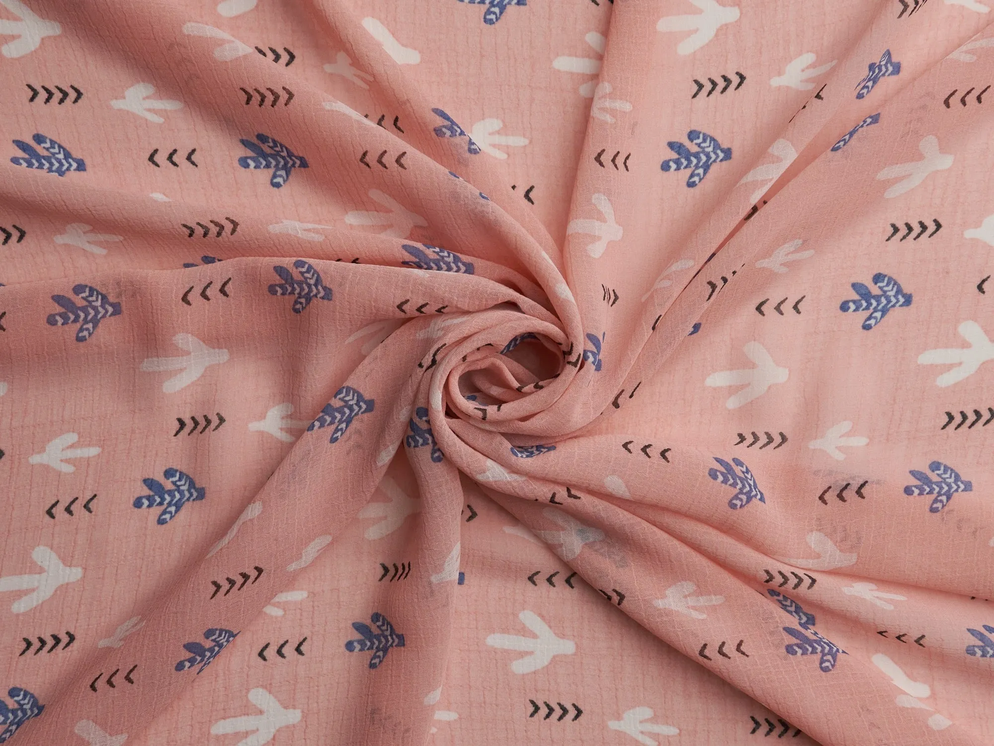 Gauze  fabric by the yard - Colorful coral teal paisley
