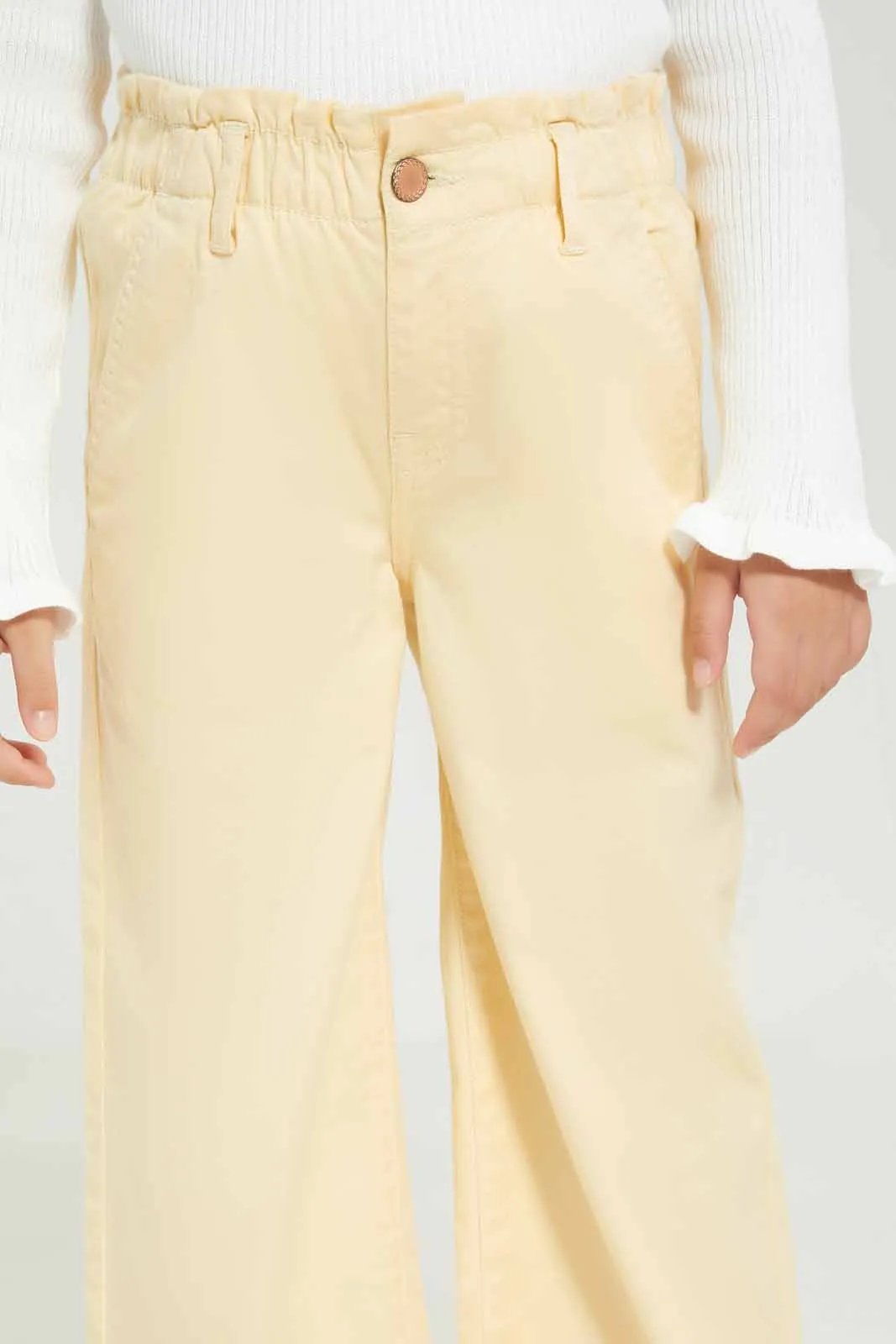 Girls Yellow Wide Leg Jeans