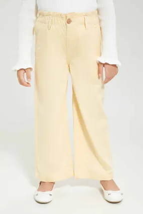 Girls Yellow Wide Leg Jeans