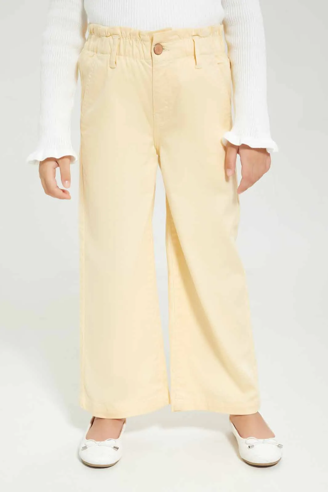 Girls Yellow Wide Leg Jeans