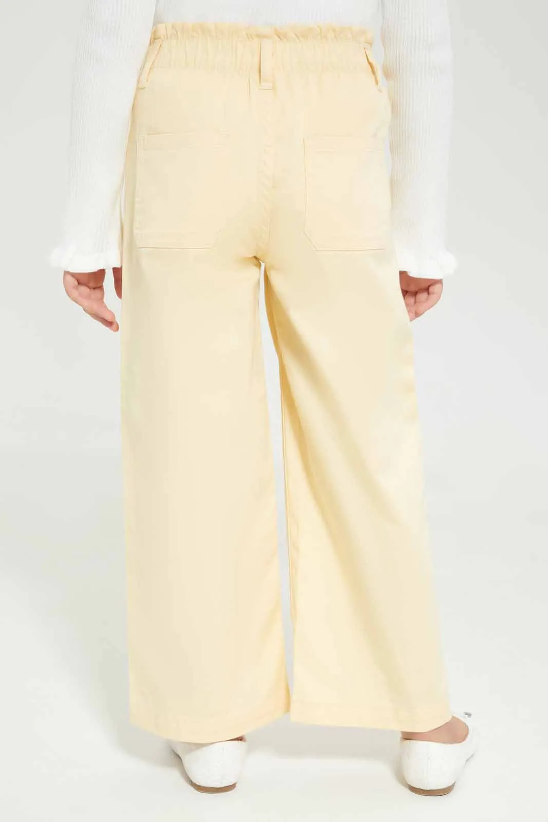 Girls Yellow Wide Leg Jeans