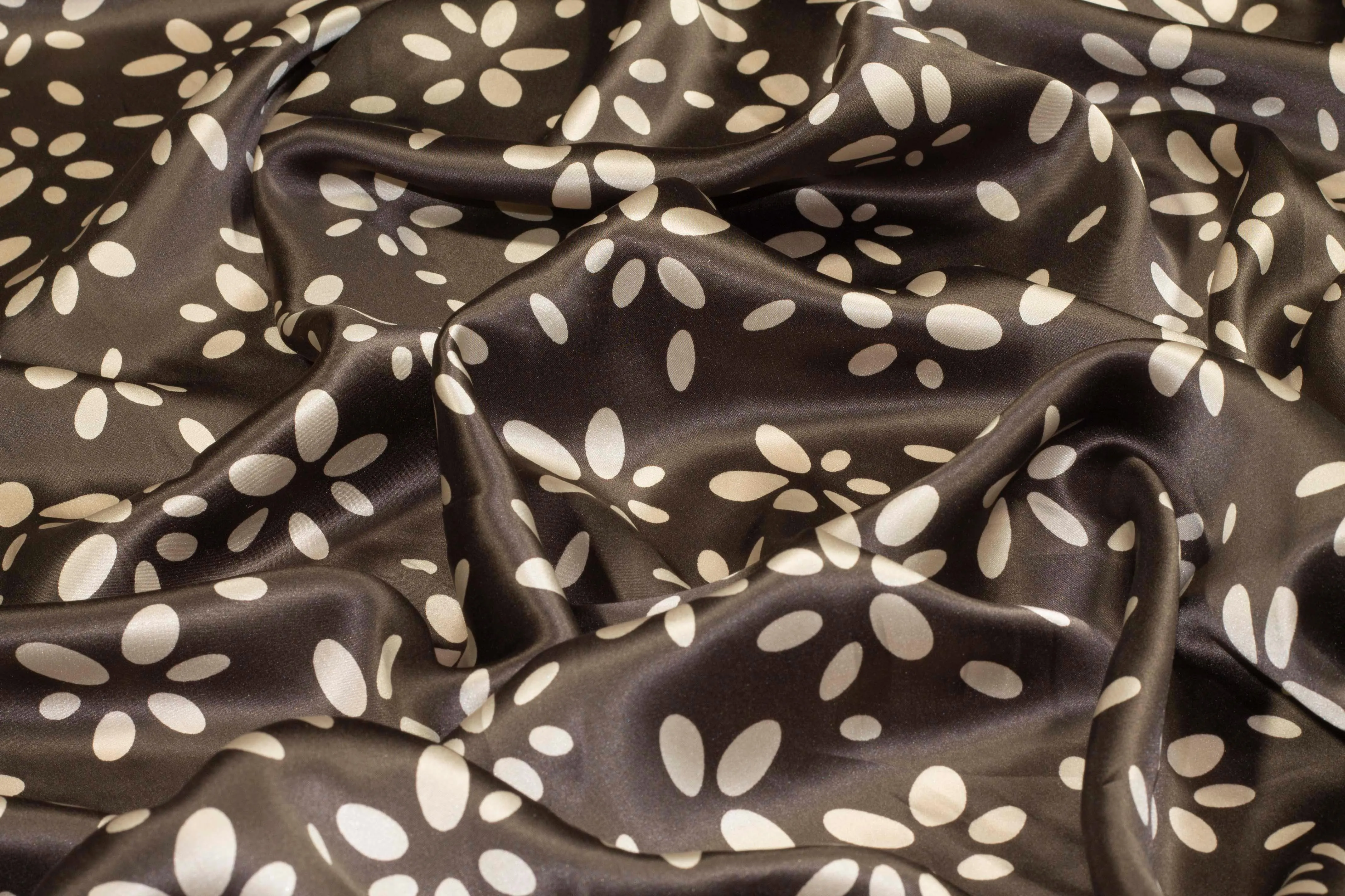 Gray and Taupe Floral Silk Charmeuse