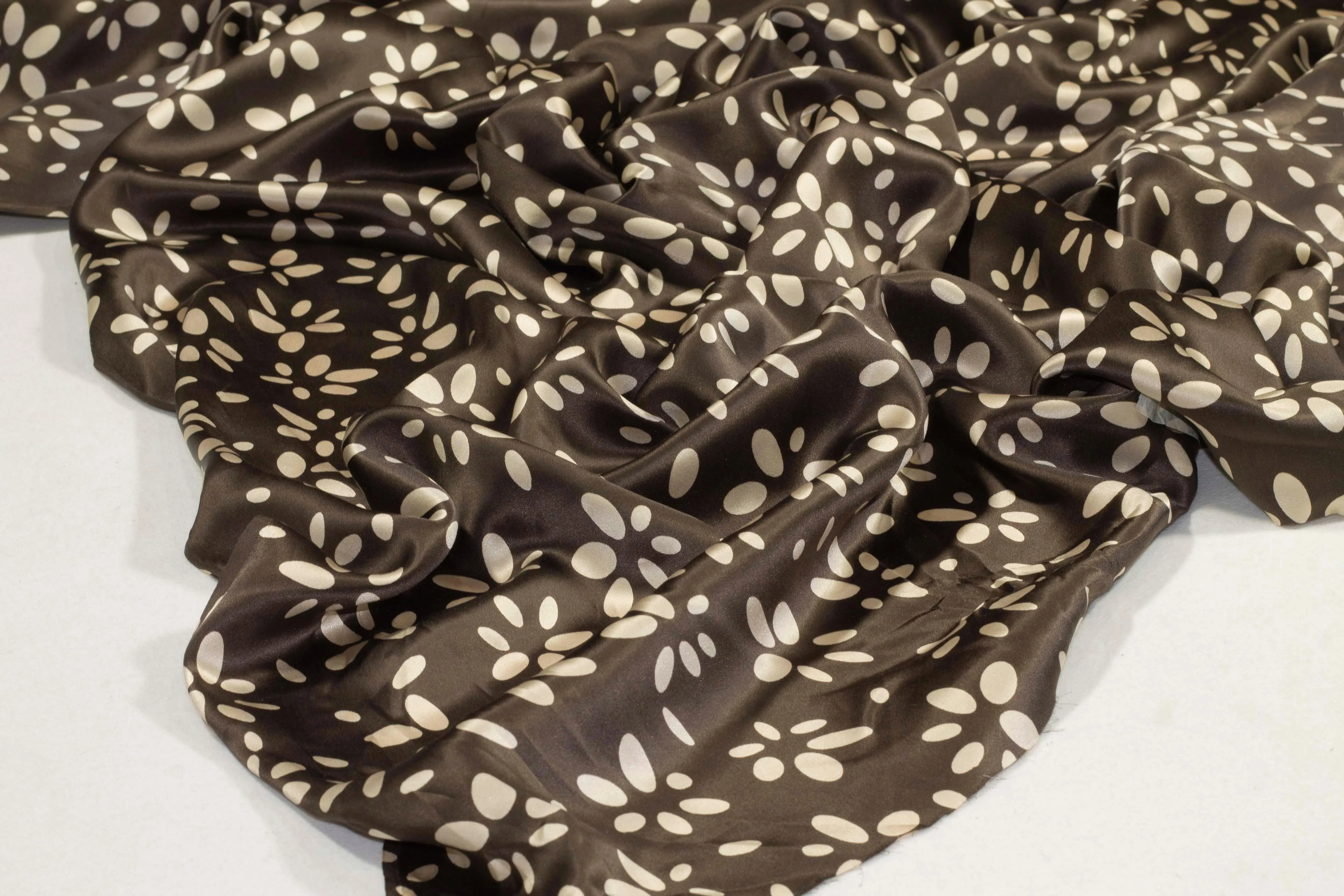 Gray and Taupe Floral Silk Charmeuse