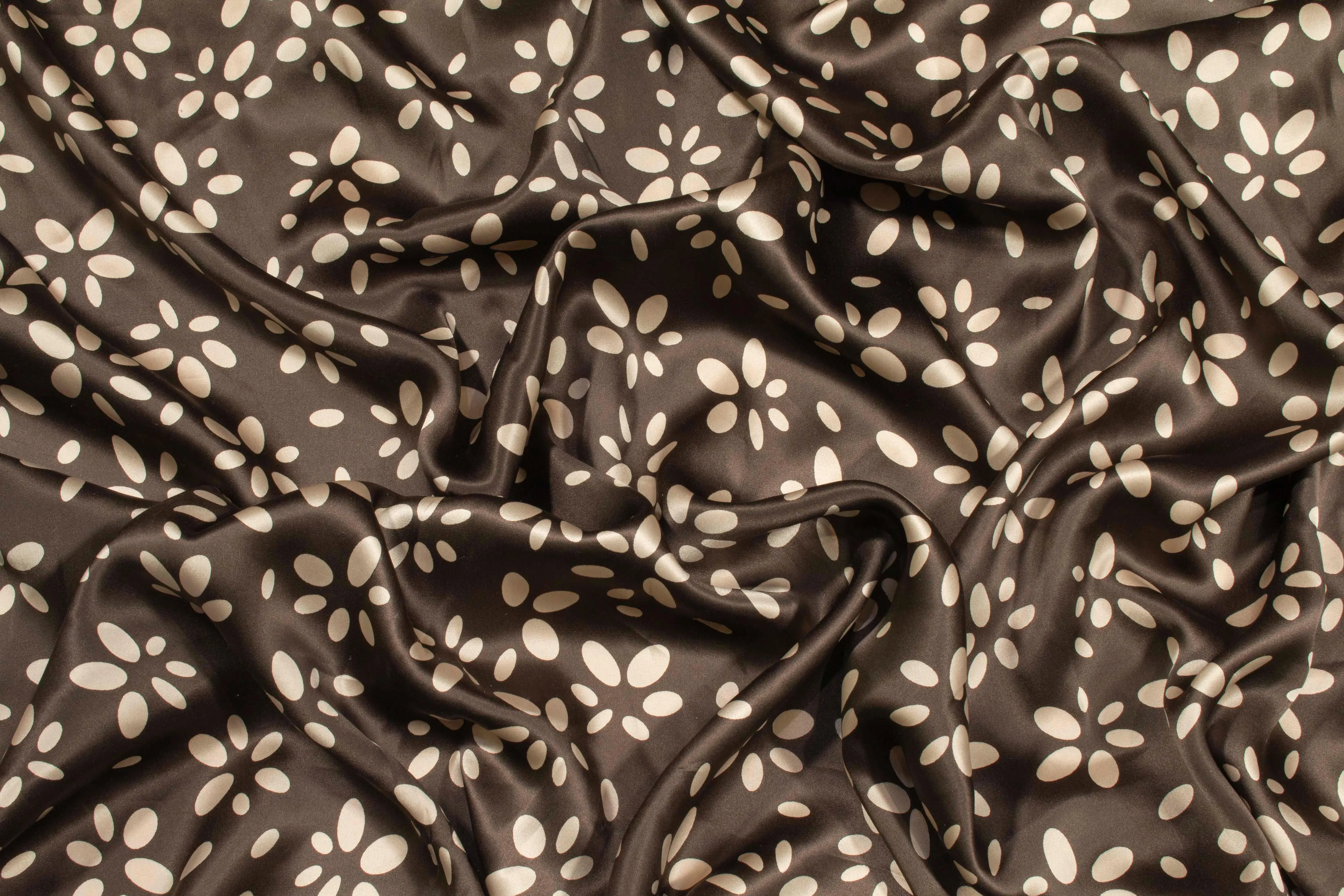 Gray and Taupe Floral Silk Charmeuse