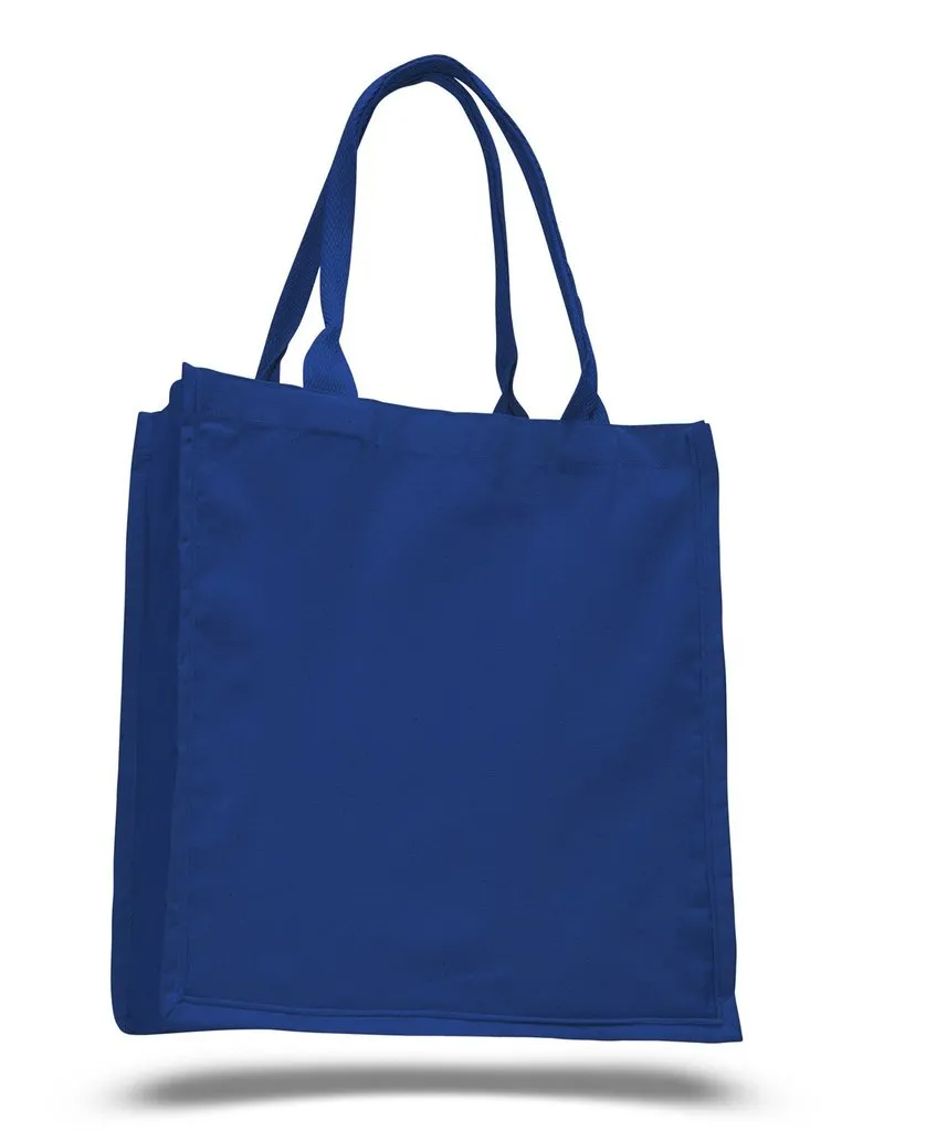 Grocery Shopper Canvas Tote Bags with Bottom Gusset, Large Size