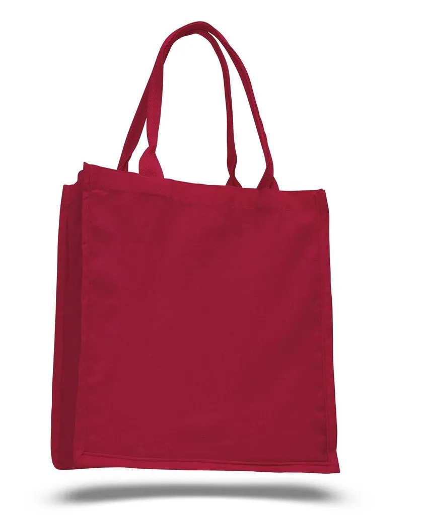 Grocery Shopper Canvas Tote Bags with Bottom Gusset, Large Size