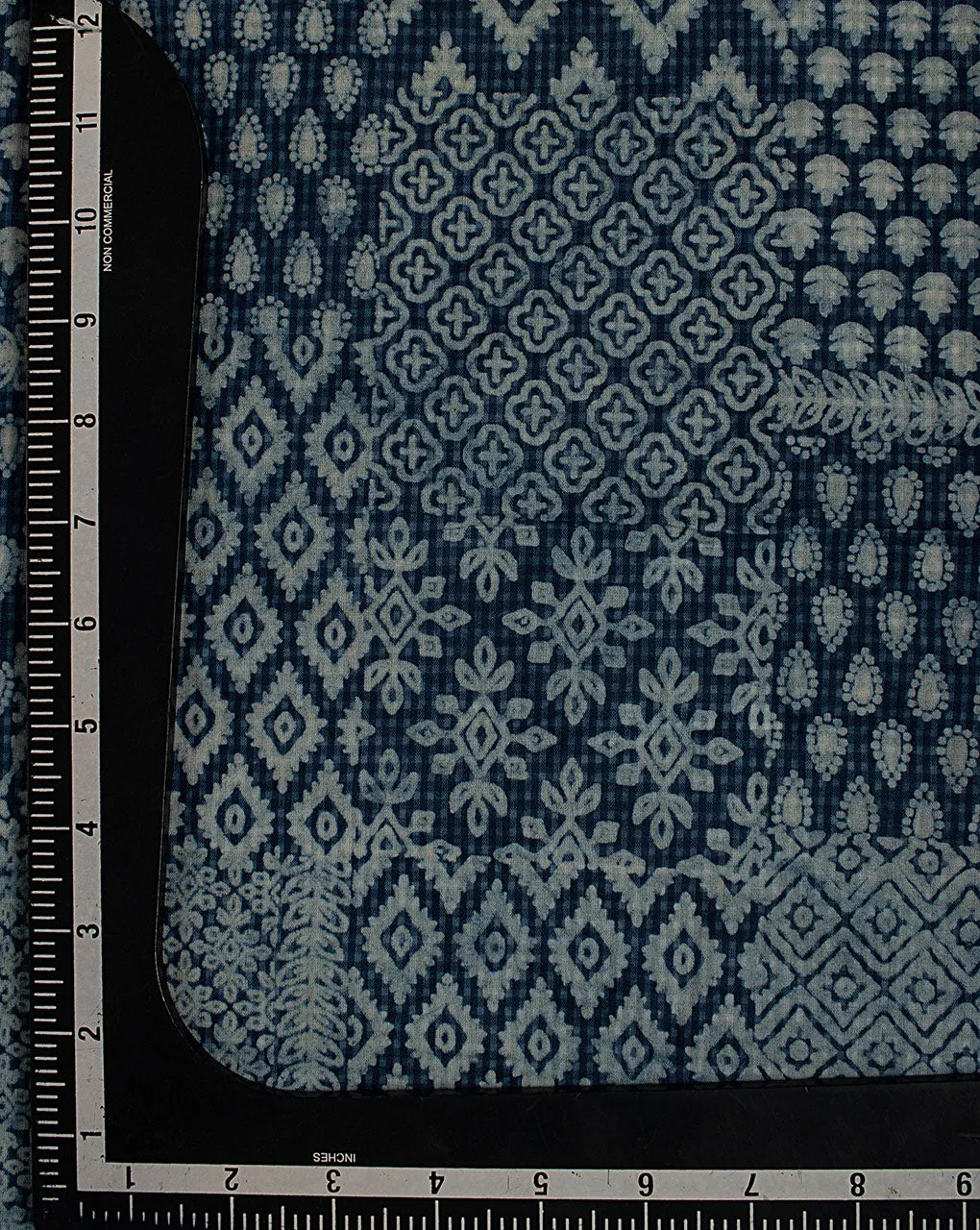 Indigo Hand Block Textured Cotton Fabric ( Width 46 Inch )