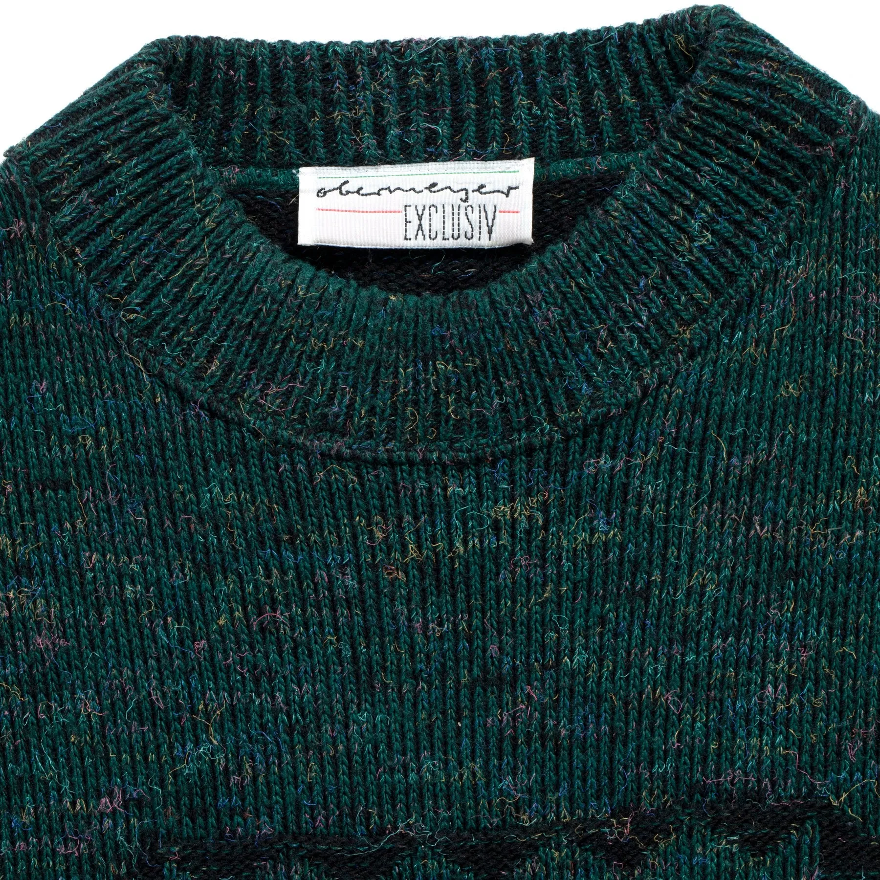 Intarsia Melange Wool 1x1 Rib Knit Studded Jumper