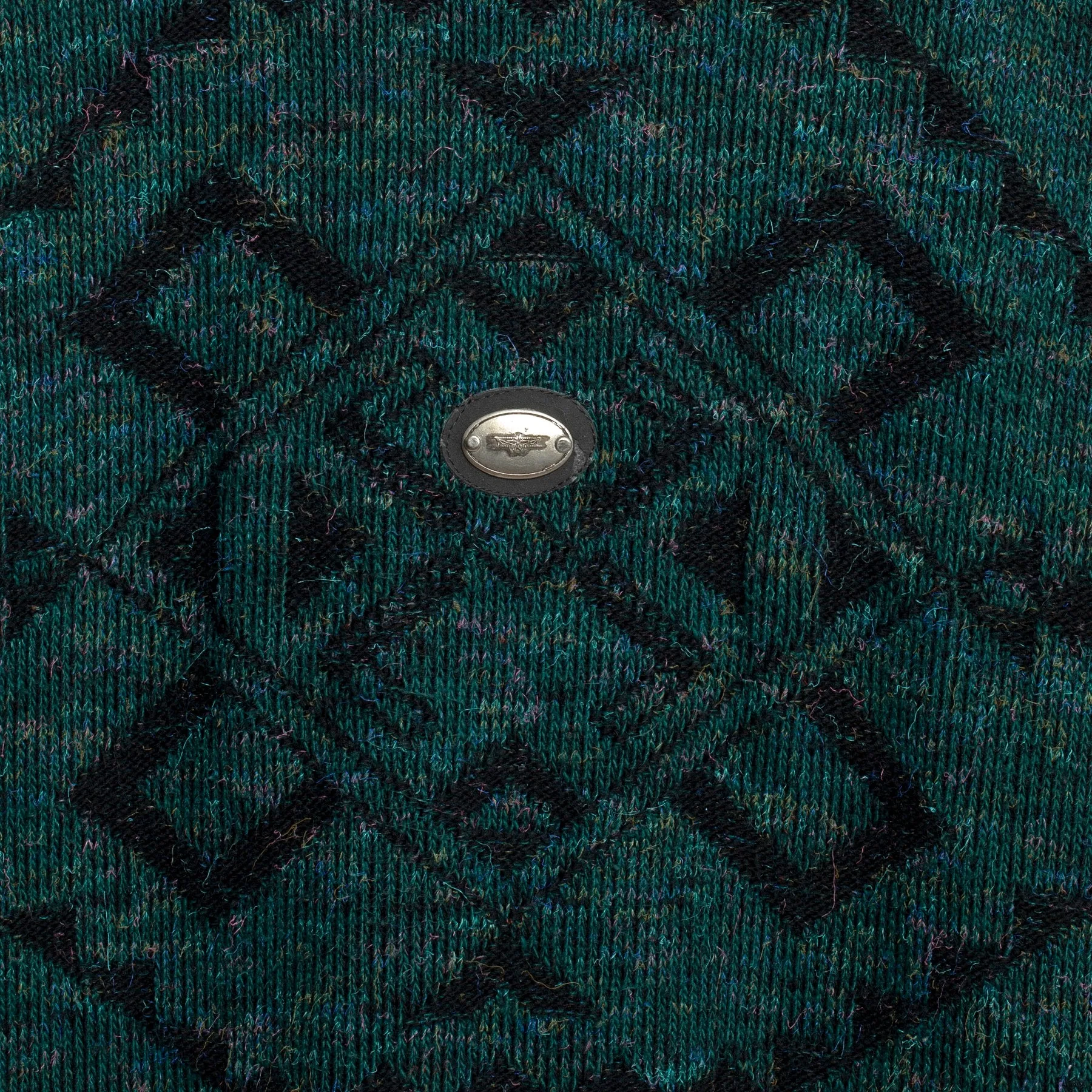 Intarsia Melange Wool 1x1 Rib Knit Studded Jumper