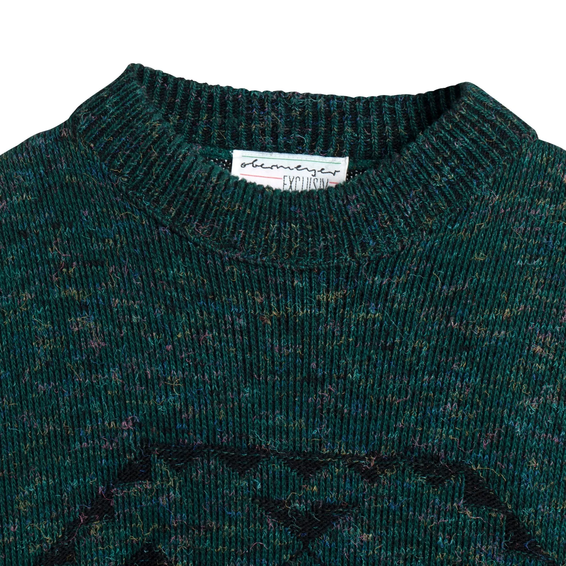 Intarsia Melange Wool 1x1 Rib Knit Studded Jumper