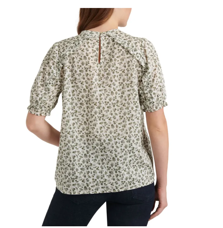 Lucky Brand Lauren Printed Ruffled Top, Size Medium
